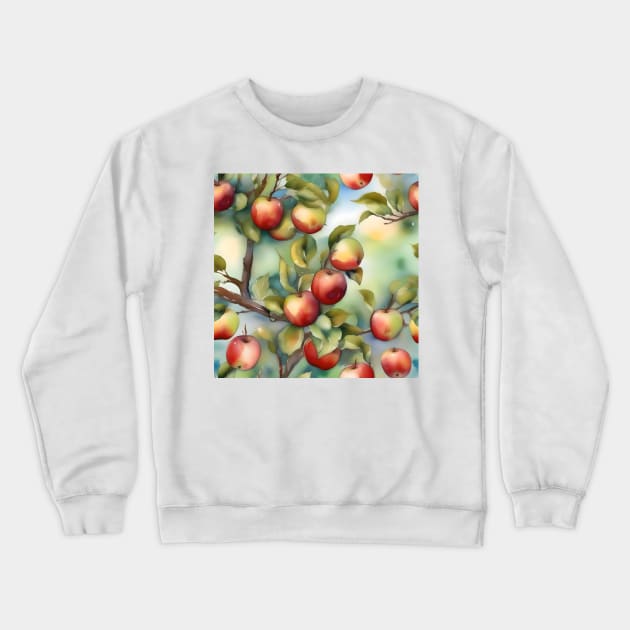 Apple Tree Day - January 6 - Watercolor & Pen Crewneck Sweatshirt by Oldetimemercan